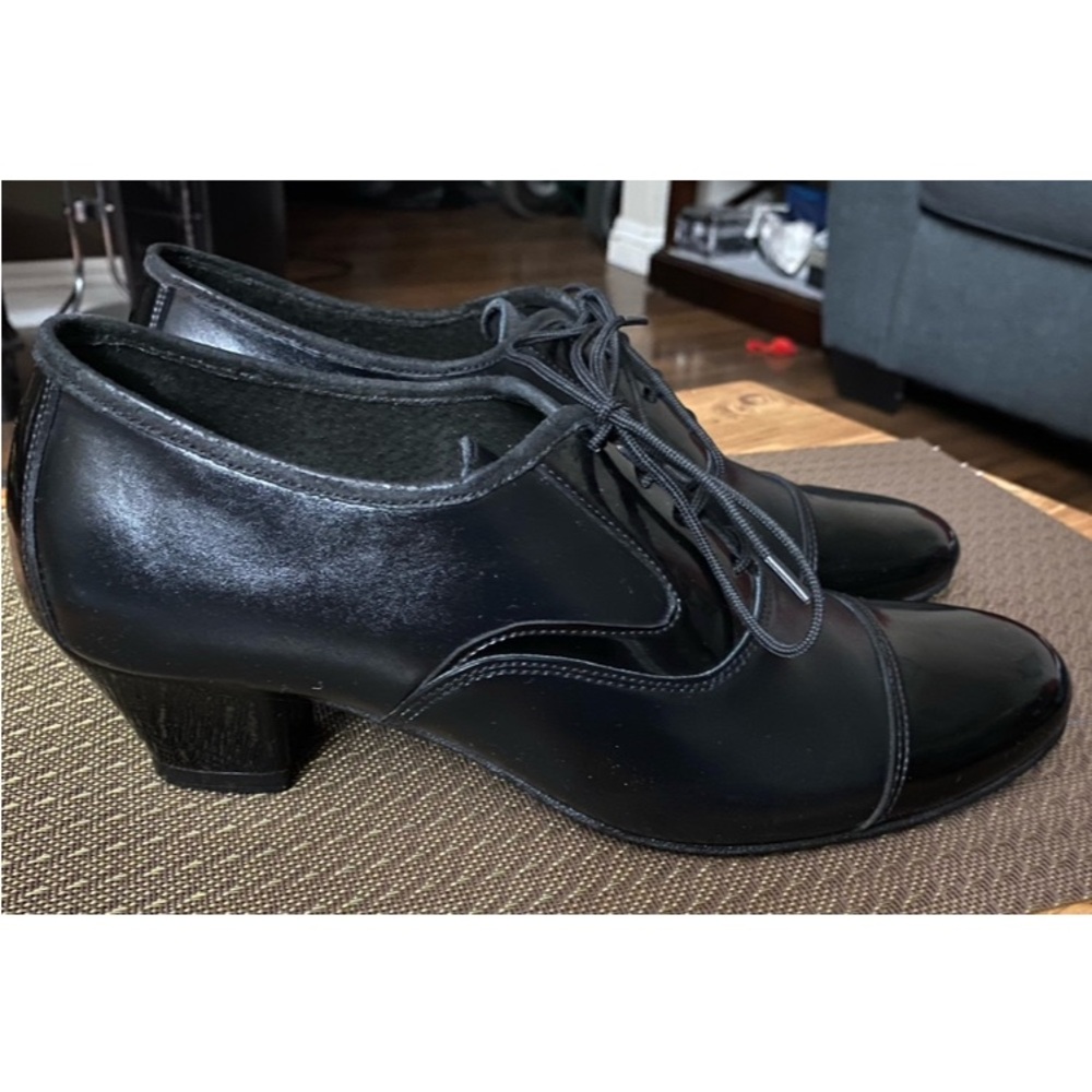 Men’s Black Leather/Black Patent Latin Dance / tuxedo dress shoes
